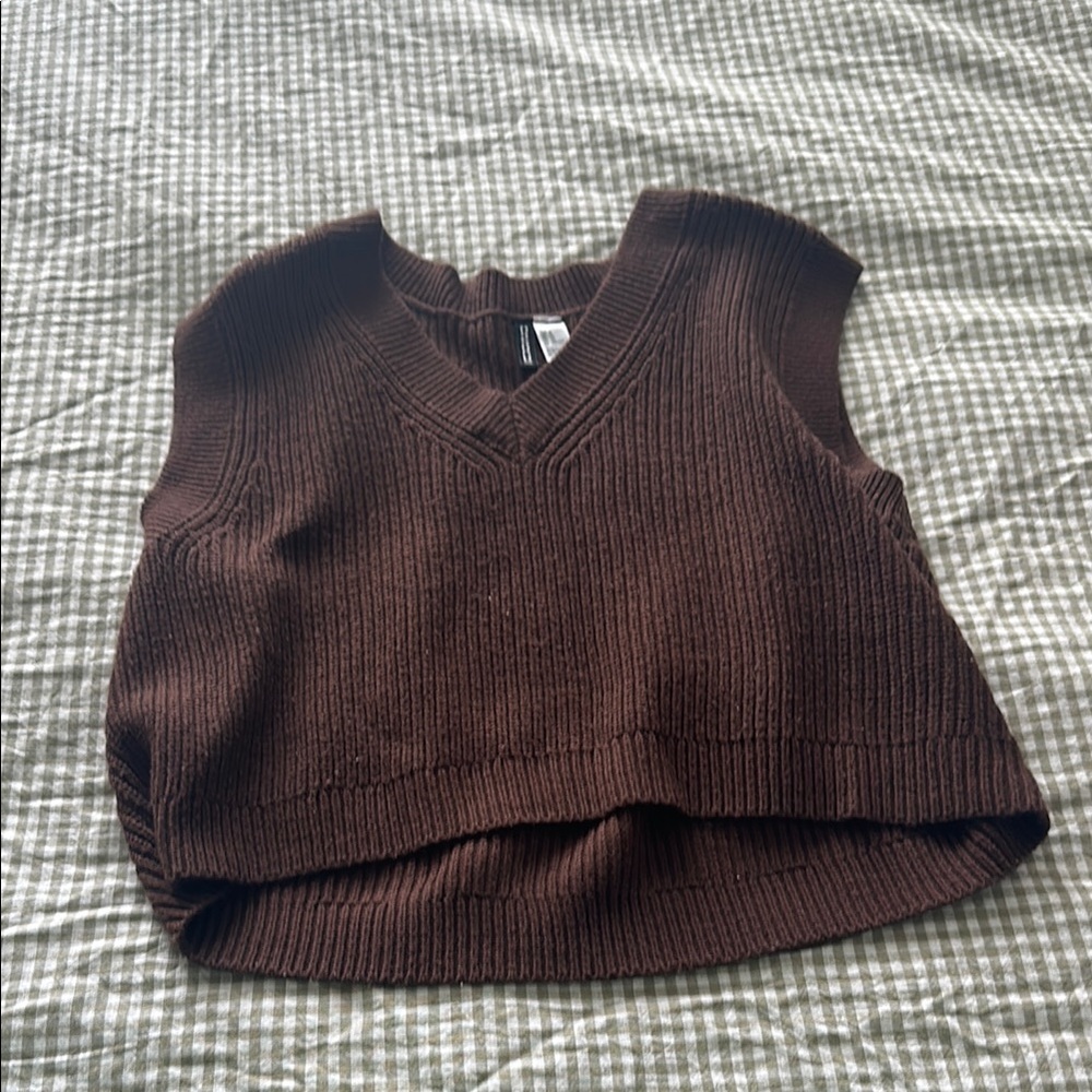 Brown V-Neck Sweater Vest